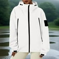 thumbnail image 4 of YUTK Womens Zip Up Hoodies - Women Solid Color Rain Jacket Outdoor Hooded Windproof Loose with Pocket Coat White L, 4 of 8