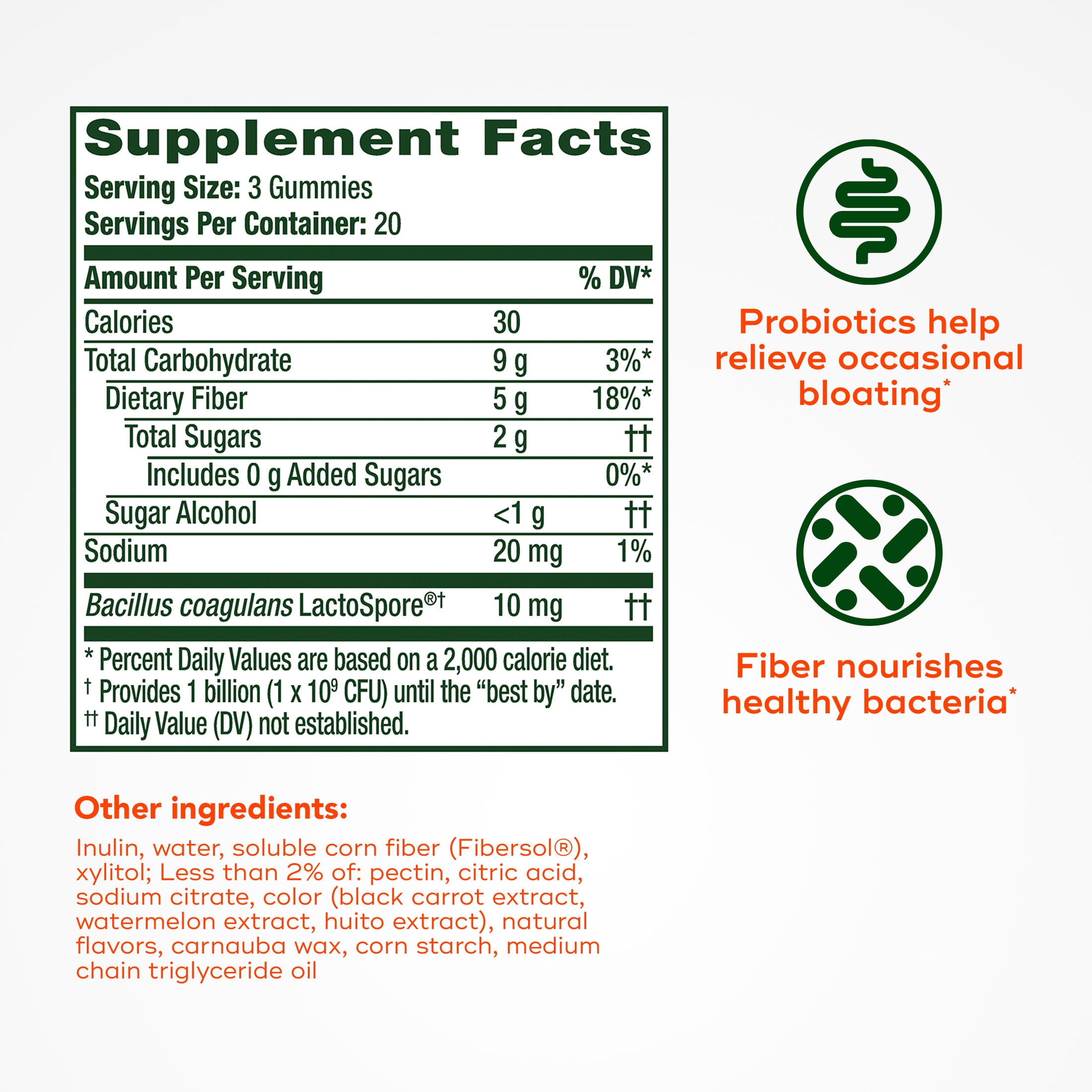 Align Probiotics + Fiber Gummies, Probiotic for Digestive Health, 60 Count