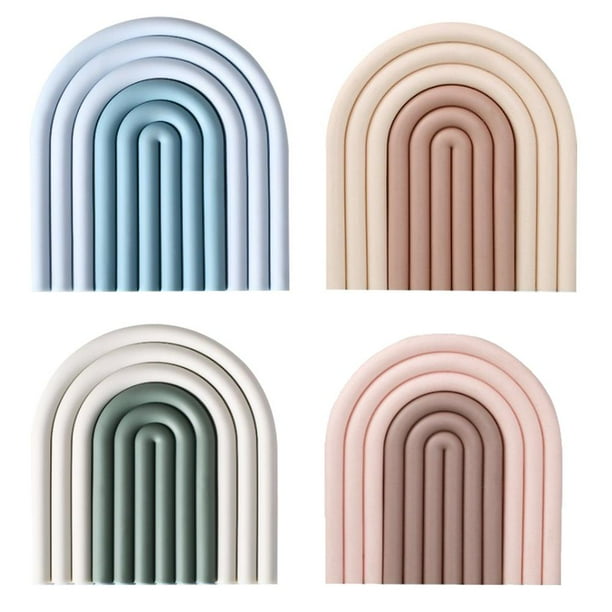 Alfombrillas De Silicona Para Cuencos De Arcoíris, Alfombrillas Resistentes Al Calor Para Ollas, Alfombrillas De Aislamiento Térmico Para La Decoración De La Cocina Del Hogar 4 Uds. Kearding HA036080-00