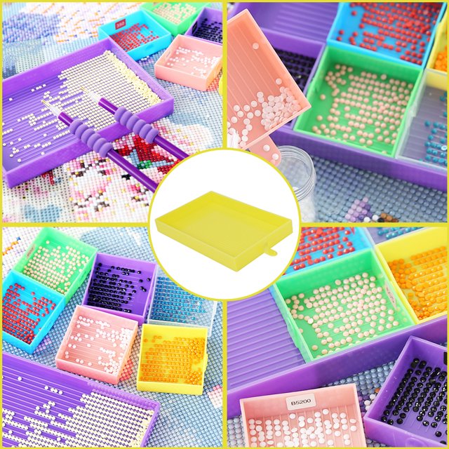Cuadros Decorativos Bordado de diamantes bandeja grande trabajo hecho a mano almacenamiento de cuentas DIY herramientas grandes (amarillo) Wdftyju embutido en tela