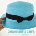 thumbnail image 4 of WAXIAYU Foldable Summer Hat Bowknot Roll- Sun Beach Cap Cloche Bucket Wide Hat for Female Girl Lady ( Sky- blue ), 4 of 9