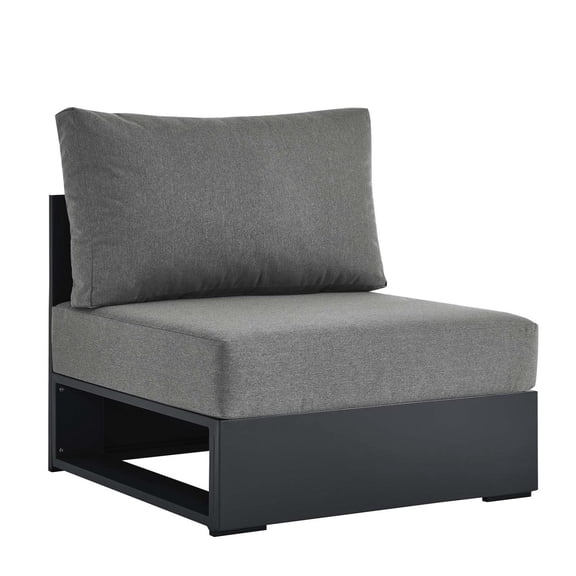 Modular Lounge Middle Chair, Grey Gray, Aluminum Metal, Outdoor Patio Balcony Cafe Bistro Garden Hospitality Restaurant, Modern Contemporary HB36545