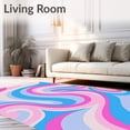 thumbnail image 2 of ODIKA 4'x6' Machine Washable Non-Slip Area Rug, Prismatic Ribbon Swirls with Harmonious Layered Color Transitions High Traffic Rug with Pad, Pink, 576942, 2 of 8