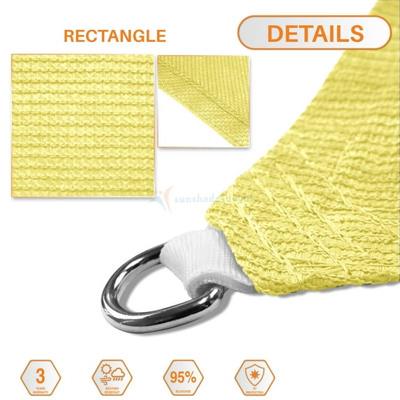 Sunshades Depot 9' x 17' Sun Shade Sail Rectangle Permeable Canopy Canary Light Yellow Custom Size Available Commercial Standard