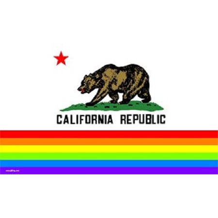 California Rainbow Flag Gay Pride Banner LGBT Event Festival Sign Pennant 3x5 CA