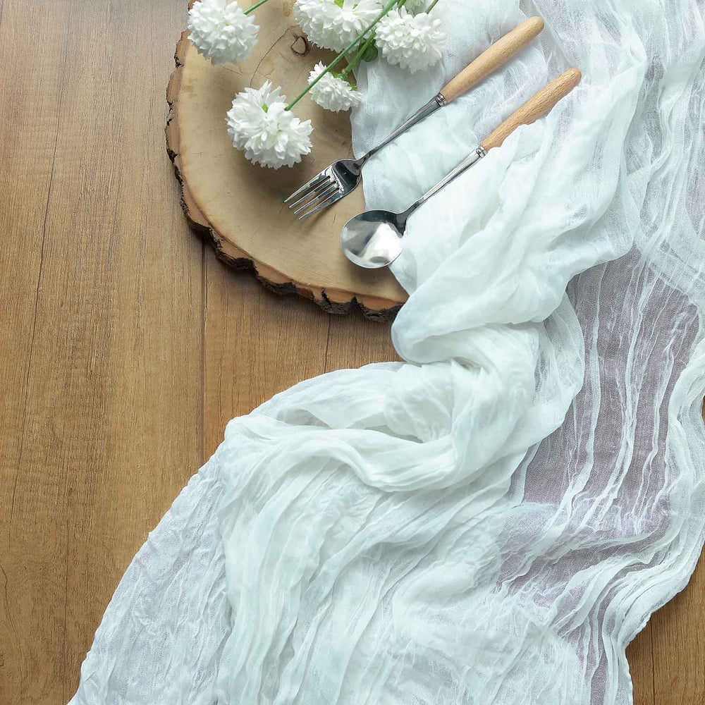 Efavormart 10FT White Cheesecloth Table Runner, Gauze Fabric Boho Wedding Arbor Decor Walmart