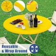 thumbnail image 5 of Round Spandex Tablecloth, Elastic Fitted Waterproof Tablecloths for 45"-52" Tables, Stretch Washable Picnic Table Cover for Camping, Dining, Indoor and Outdoor, Yellow, 5 of 6