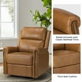 thumbnail image 4 of Genuine Leather Power Swivel Rocking Recliner Chair Set of 2 with USB Nailhead Trim for Living Room Bedroom Home Theater Camel, 4 of 9
