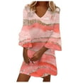 thumbnail image 2 of Puntoco Vestido De Manga Corta Con Cuello En V, Estampado Con Cuello En V Vestido De Manga 7 Cuartos Con Cuello En V Naranja Xxxxl, 2 of 6