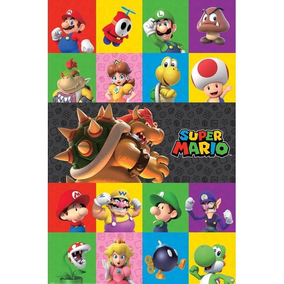 Super Mario - Gaming Poster (Character Grid - Old & Young Versions) (Size: 24" x 36")