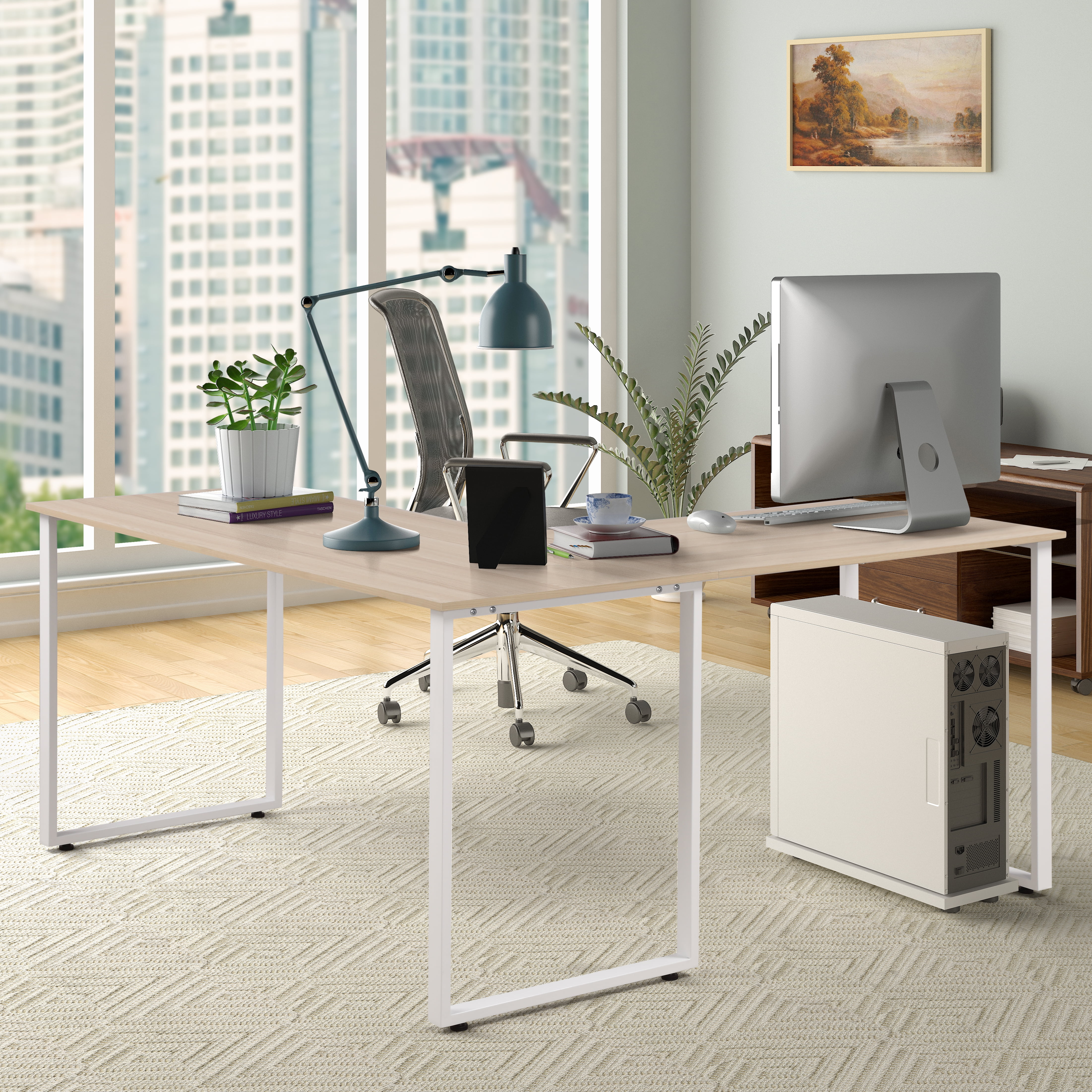 Merax 59 L Shaped Desk With Metal Legs Office Corner Computer Multiple Colors