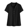 thumbnail image 4 of ClodeEU Womens Summer V Neck Short Sleeve Tops Shirts, Dressy Casual Blouse Spring Vacation Tshirts Clothes Black,Womens Plus XL, 4 of 7