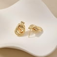 thumbnail image 5 of 14K Gold Plated Chunky Gold Earrings for Women Knot Link Circle Statement Drop Dangle Earrings Studs Trendy Jewelry, 5 of 6