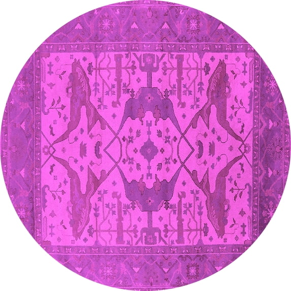 Ahgly Company Indoor Round Oriental Pink Industrial Area Rugs, 4' Round
