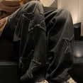 thumbnail image 4 of GYRATEDREAM Boy's Pull On Jeans Cute Star Baggy Denim Pants Elastic Waist Straight Wide Leg Jeans Trousers for Teen Boys 8-16Y, 4 of 8