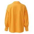 thumbnail image 7 of Womens Solid Color Casual Shirt Long Sleeve Lapel Button Blouse Loose Top Turn Down Collar Yellow S, 7 of 7