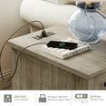 thumbnail image 5 of Grey Side Table with Drawer & Cabinet, Elegant End Table with Charging Station, Wooden Nightstand for Bedroom, Living Room, 5 of 8