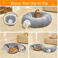 thumbnail image 2 of Cat Tunnel Bed for Indoor Cats 35.5 Inch XL Cat Donut Tunnels Cute Tubes Round Pet Play Tunnel Toy for Kitten Puppy Rabbit with Washable Circle Cushion Grey, 2 of 7