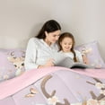 thumbnail image 5 of Castle Fairy Kawaii Animal Deer Full Size Comforter Sets 3-Piece for Kids Boys Girls,Flowers Flying Butterflies Bedding Comforter Set,Cartoon Jungle Wildlife Lightweight Bedding Sets, 5 of 8