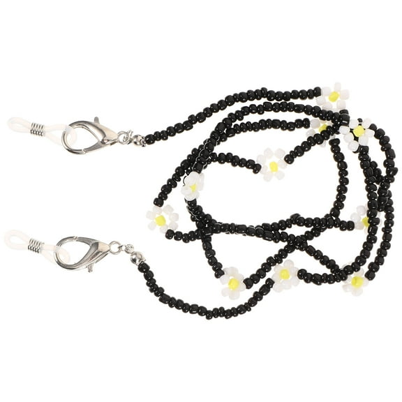 WINOMO Fashionable Sunglasses Lanyards Eyeglass Holder Black Rice Bead 1Set for Mask
