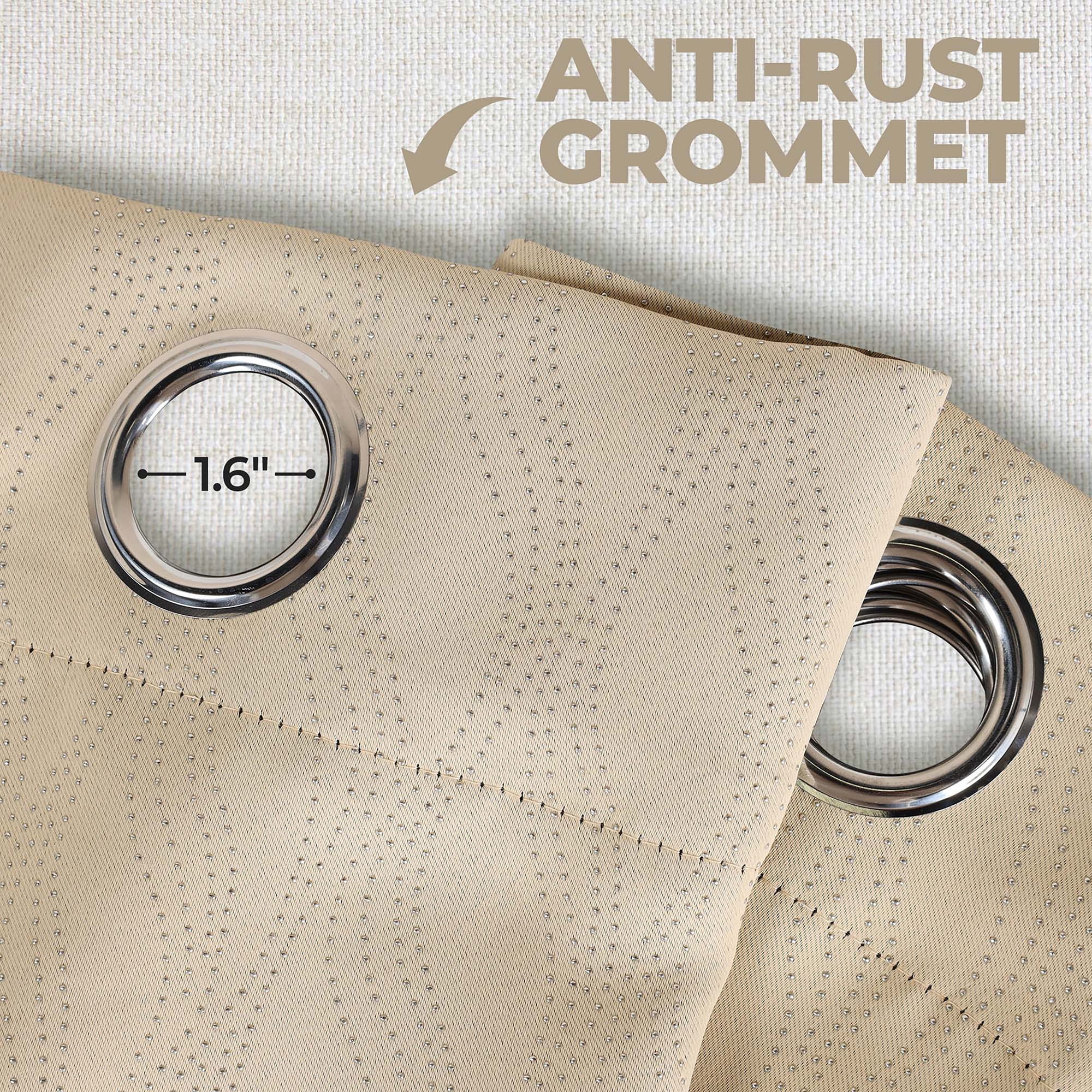 Superior Zuir Blackout Curtain Panel, 8 Grommets, Set of 2, 52" W x 96" L, Ivory