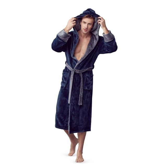 Mens Plush Robe with Slipper Set - BOSS - Men Bathrobe Collection - Lifetime Durable, Curated Hotel Spa Robe with Hood & Pockets - Anti-Slip Belt - Breathable Yet Warm - Won’t Pill, Tear or Darken