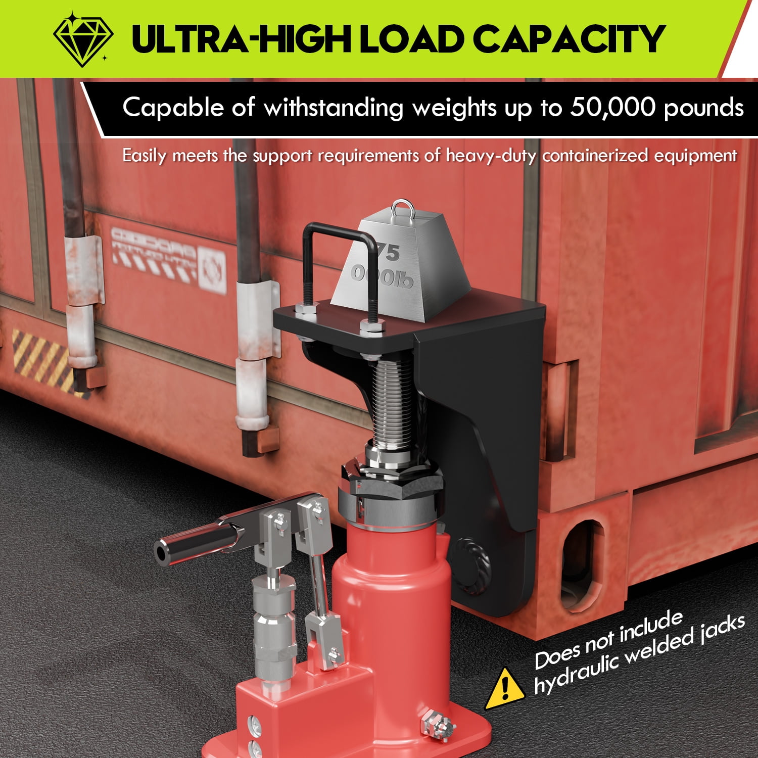 Shipping Container Jack Lug with Circular Limiters, Detachable U-Shaped Handle for Container Leveling, Compatible with Jack Lifter/Booster