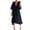Black, variant on Women’s V Neck Midi Dress with Kimono Sleeves and Waist Tie Loose Fit Lightweight Flowy Casual Style for Daily Wear Black L