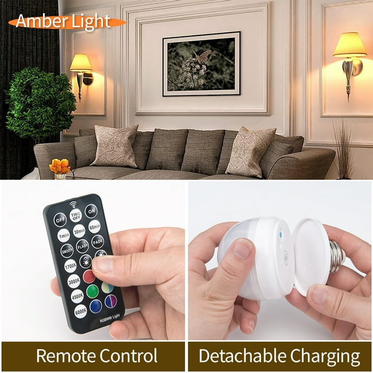 Battery operated light bulb with remote control deals