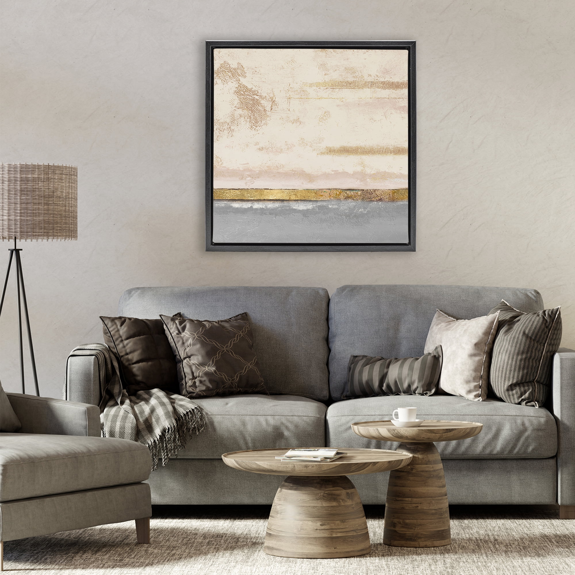 Stupell Industries Soft Sea Abstract Black Framed Floater Canvas Wall Art, design by Patricia Pinto