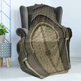 thumbnail image 4 of Moroccan Soft Flannel Fleece Blanket, Aged Gate Geometric Pattern Doorway Design Entrance Architectural Oriental Style, Cozy Plush for Indoor and Outdoor Use, 60" x 80", Sepia Black, by Ambesonne, 4 of 5