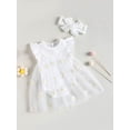 thumbnail image 3 of Coduop Ruffle Sleeve Romper Tutu for Baby Girl Bodysuit Tutu Dress with Headband, 3 of 7