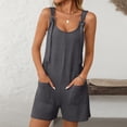 thumbnail image 4 of DHFJKG Women's Summer Rompers Overalls Shorts Scoop Neck Ribbed Loose Fit Shorts With Pockets Beach Vacation Clothes Trendy Trousers, 4 of 5