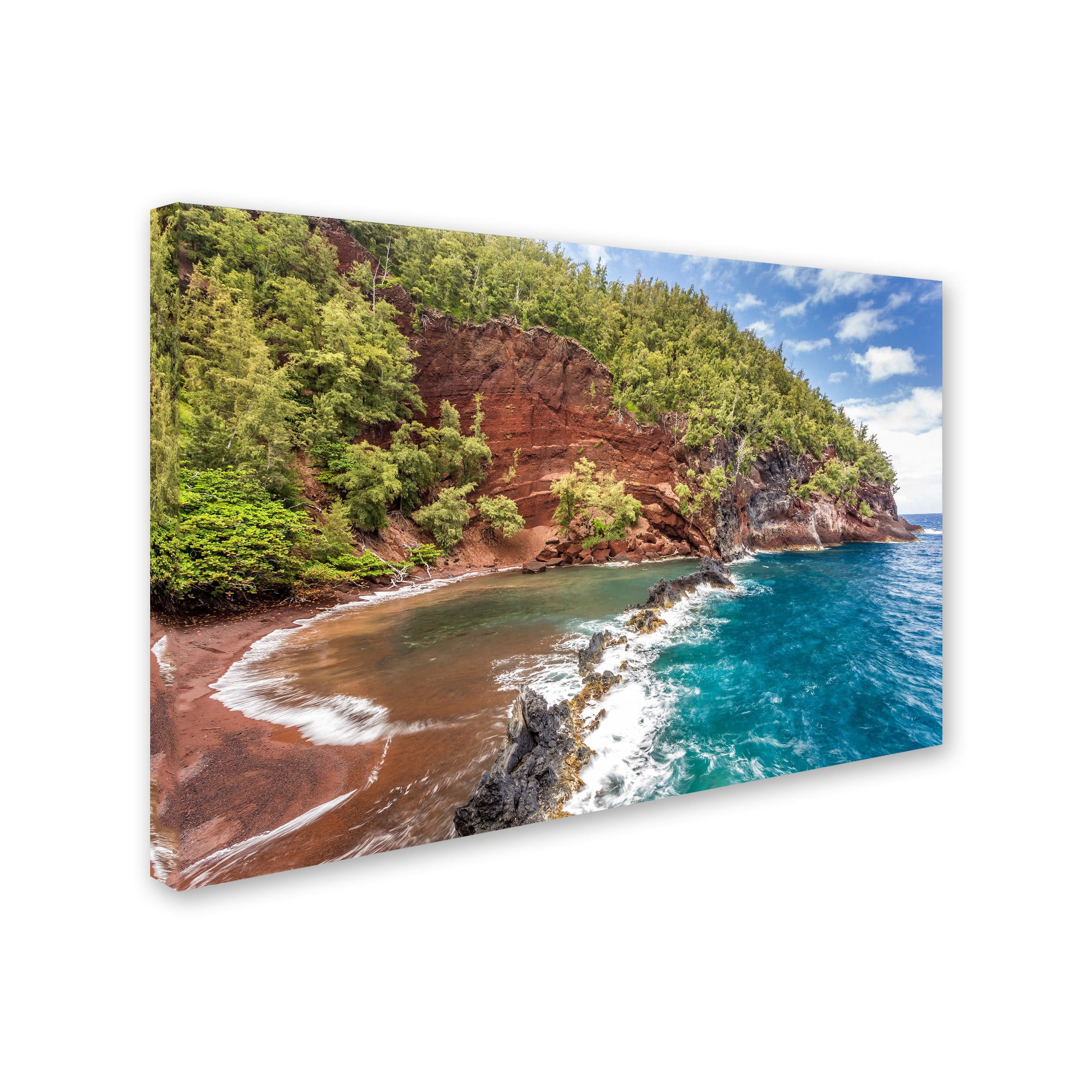 Trademark Fine Art 'Red Sand Beach Maui' Canvas Art by Pierre Leclerc