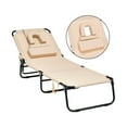 thumbnail image 1 of Patiojoy Chaise Longue de Plage Extérieure Pliante Inclinable de Camping Réglable Beige, 1 of 9
