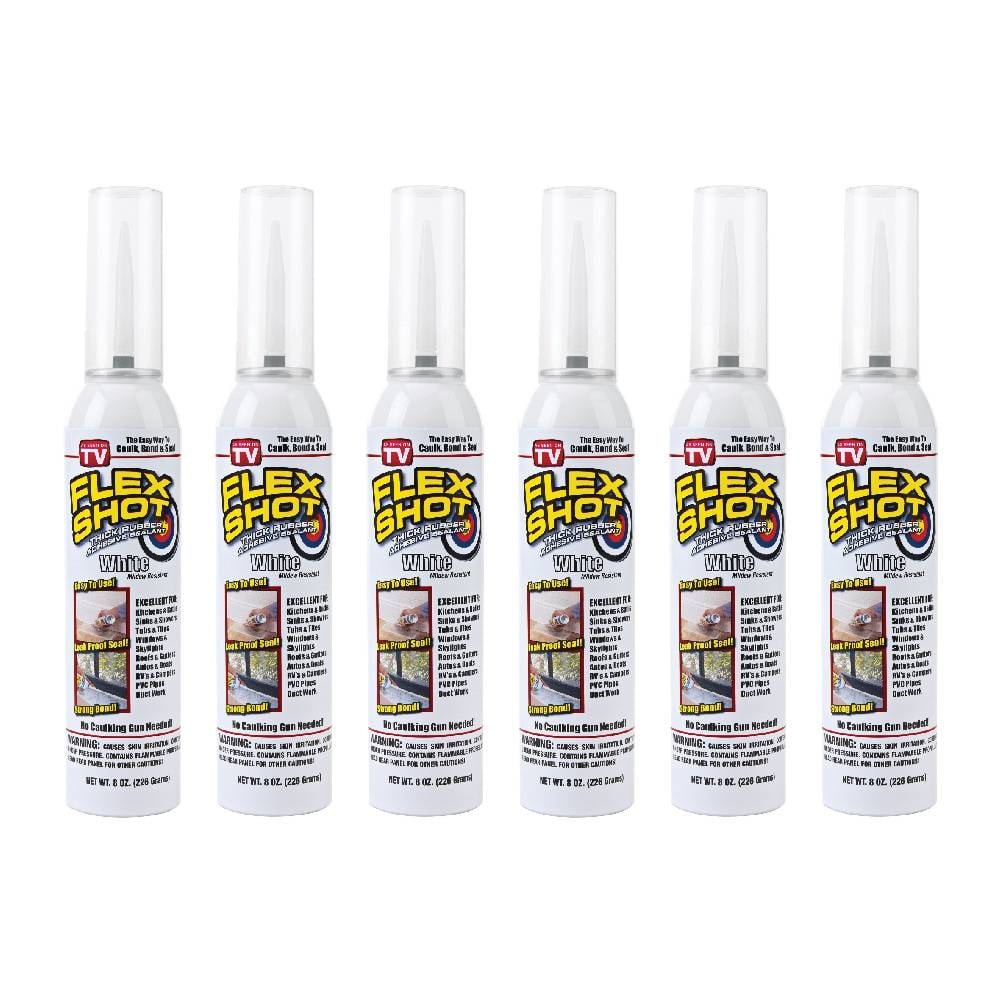 Flex Shot White 8 Ounce Thick Rubber Adhesive Sealant Caulk Strong Bond