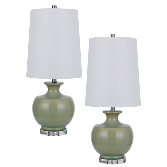 Cal Lighting 100W Kawela ceramic table lamp with crystal base. Sold in pairs