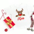 thumbnail image 4 of Camiseta navideña personalizada para niños, ciervo personalizado con nombre, ropa para niños, camisetas para niños y niñas, atuendo de fiesta, camiseta a juego para hermanos, 4 of 5