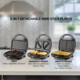 thumbnail image 2 of OVENTE GPI302B 3-in-1 Electric Sandwich Maker with Detachable Non-Stick Waffle and Grill Plates, 750-Watts, LED Indicator Lights, Cool Touch Handle, Anti-Skid Feet, 2 of 5