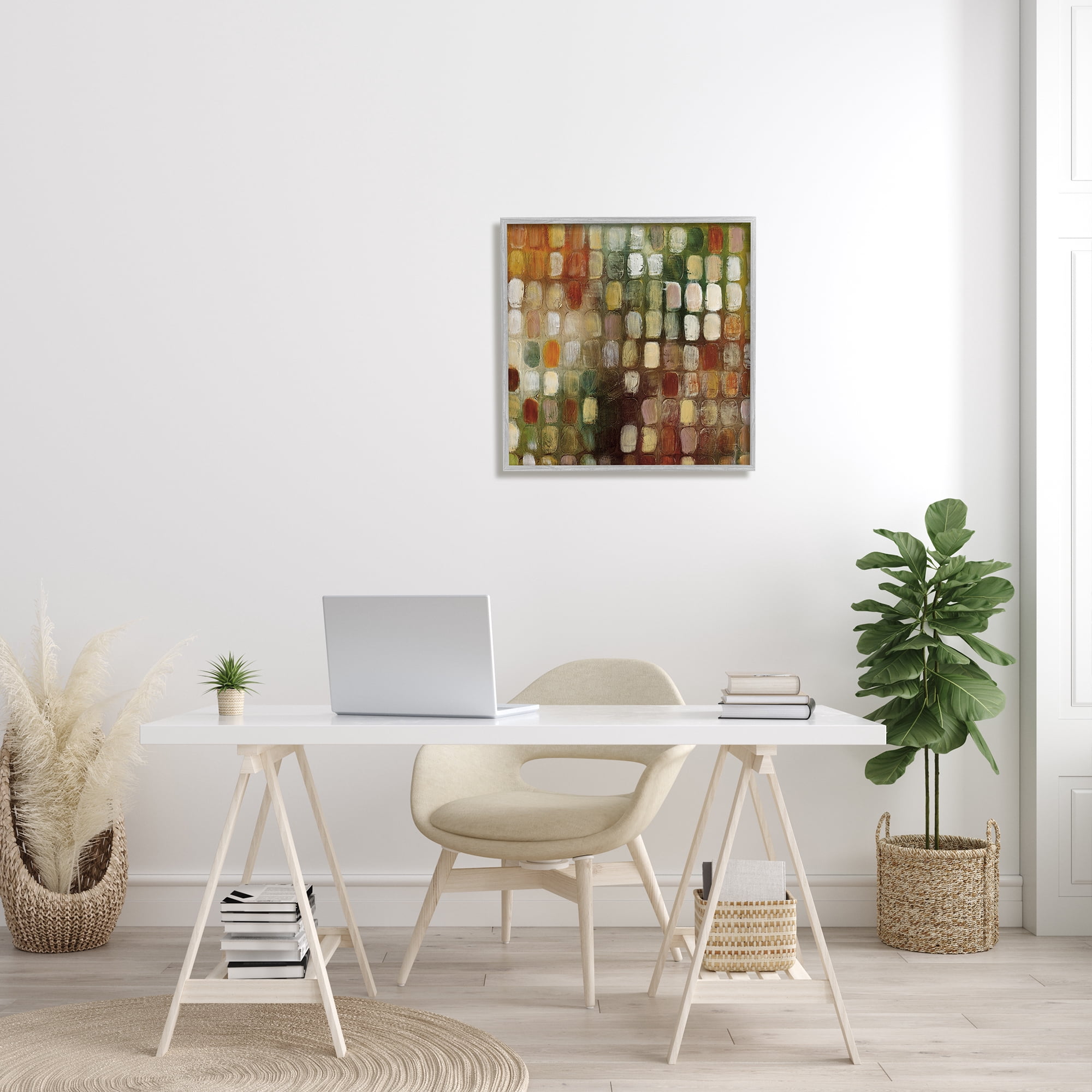 Stupell Industries Painted Earth Tone Oval Abstract Pattern Abstract Painting Gray Framed Art Print Wall Art, 24 x 24