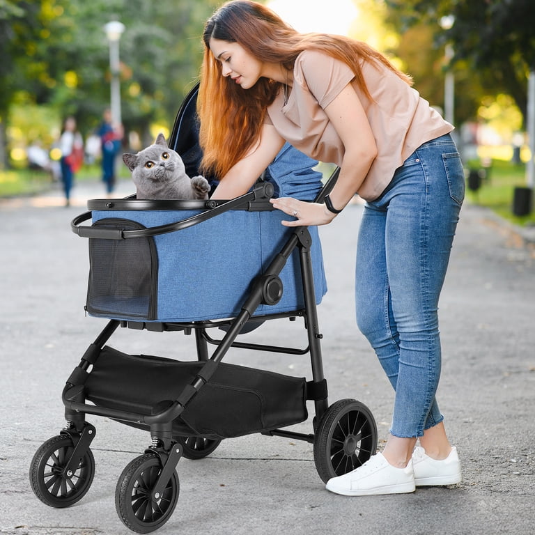TLGREEN 4-Wheel Pet Stroller 3-in-1 Convertible Design, Blue photo 3