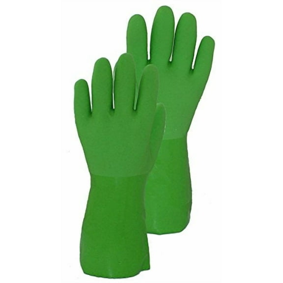Wonder Gloves Seamless 100-Percent Cotton Liner Vinyl Glove, Large, Green