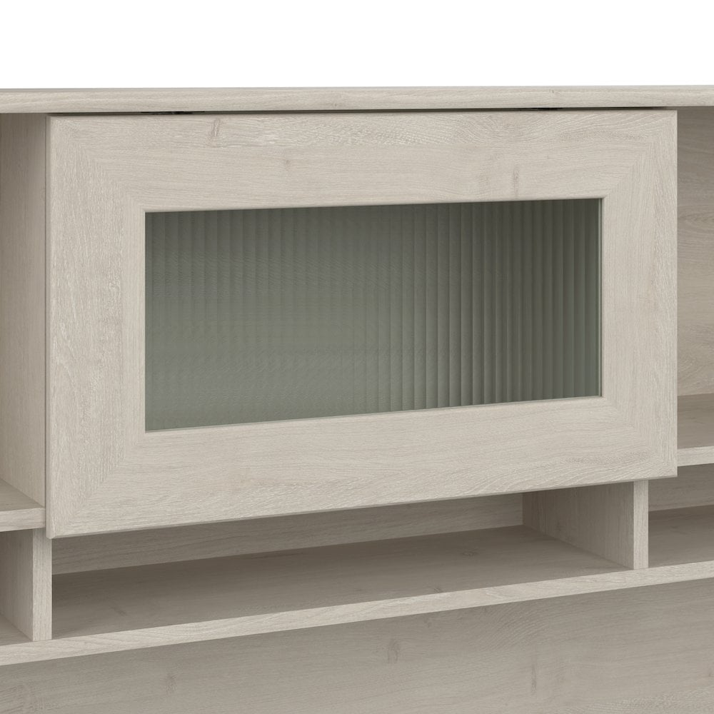 Bush Furniture Cabot L Shaped Desk with Hutch & Bookcase in Linen White Oak