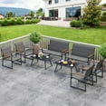 thumbnail image 1 of Costway 8 PCS Patio Furniture Setwith Padded Fabric Seat & Wood-Plastic Armrests Table, 1 of 10