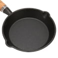 thumbnail image 5 of YAHHU Mini Cast Iron Frying Pan Skillet with Wooden Handle Dual Drip Spouts Quick Heat 6.3x1.18 inches / 16x3 cm Black for Everyday Cooking Easy Clean, 5 of 9
