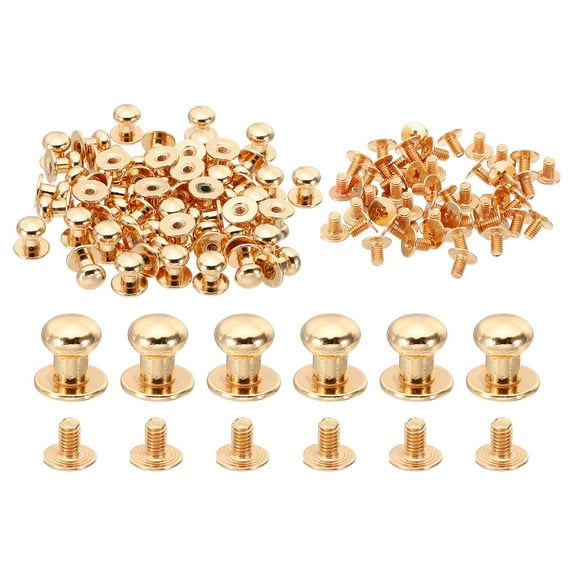 8mm Studs for Clothing, 50 Sets Studs and Spikes Leather Rivets Screw Studs Posts for Leather Crafts, Gold Tone