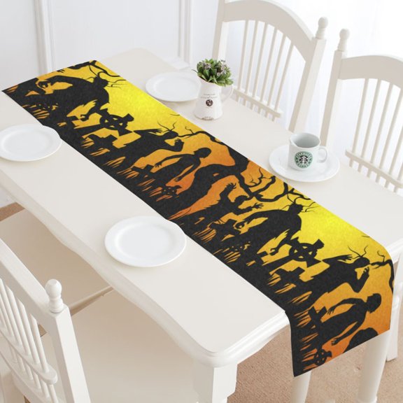 MKHERT Crowds of Halloween Zombies Table Runner Home Decor for Wedding Party Banquet Decoration 16x72 Inch