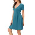thumbnail image 4 of INSPIRAR CHIC Vestido de Noche para Mujeres Pijamas Camisón de Noche con Cuello en V Profundo Ropa de Casa Nochegowns S Azul Lago, 4 of 5