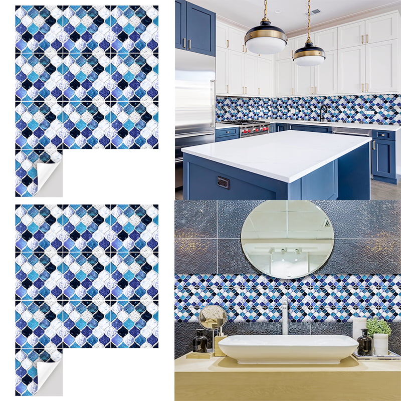 10pcs Moroccan Self-adhesive Bathroom Kitchen Deco Wall Stair Floor Tile Sticker 