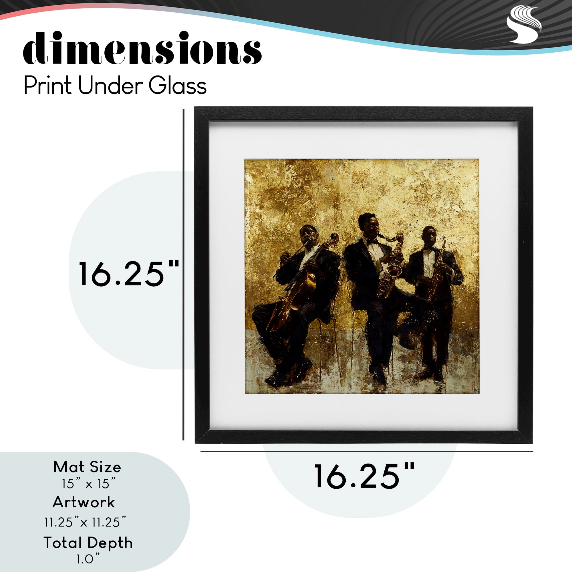 Golden Era Musicians Abstraction Black Framed Print Under Glass, design by Marta Wiley